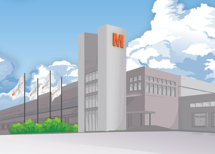 Grafik des Hauptgebäudes Dessin du bâtiment principal